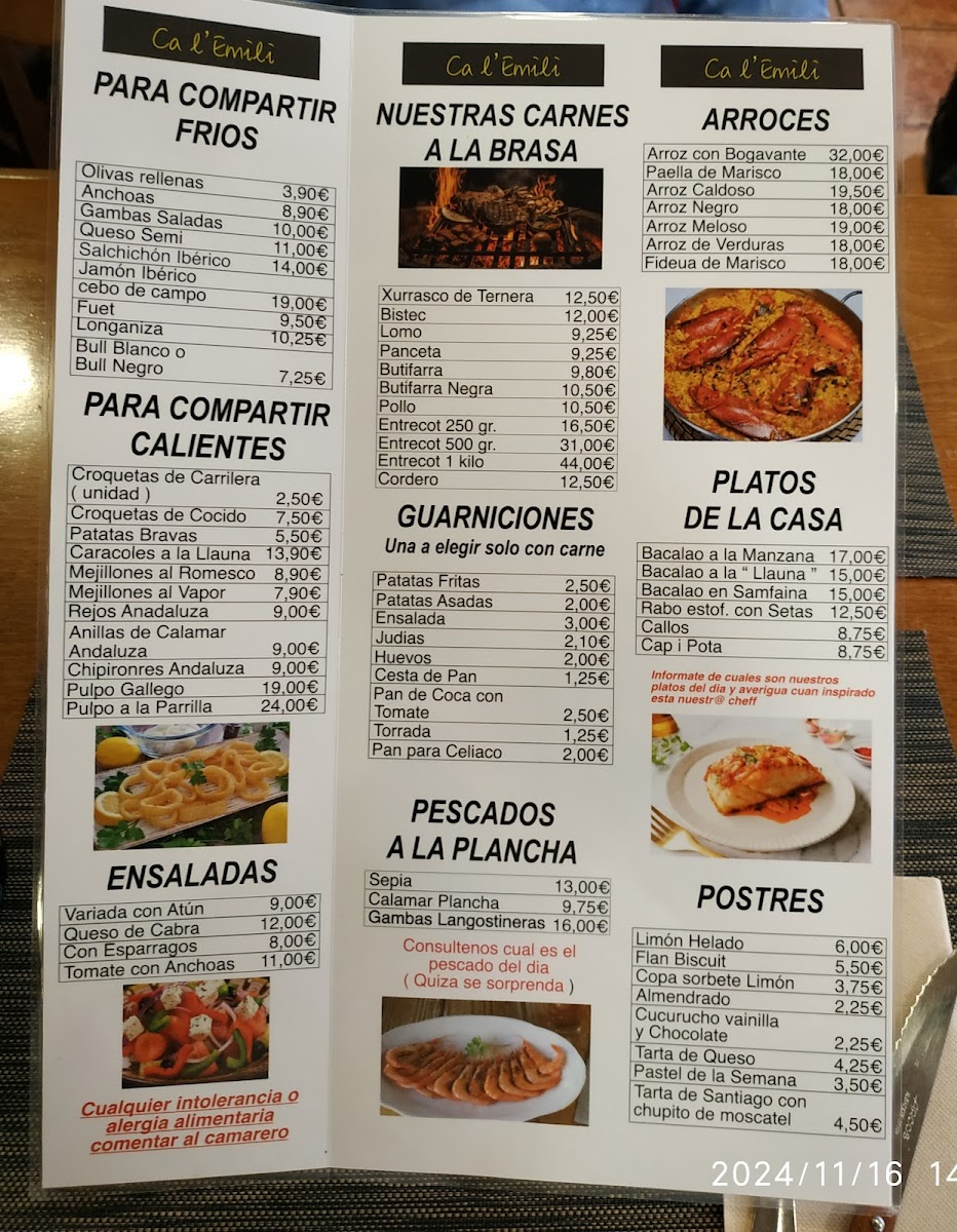 restaurant ca l' emili Menu - Image 1