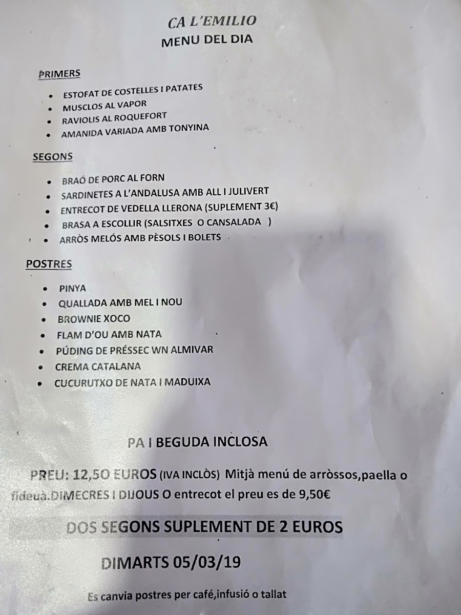 restaurant ca l' emili Menu - Image 4